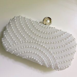 Elegant White Pearl Clutch